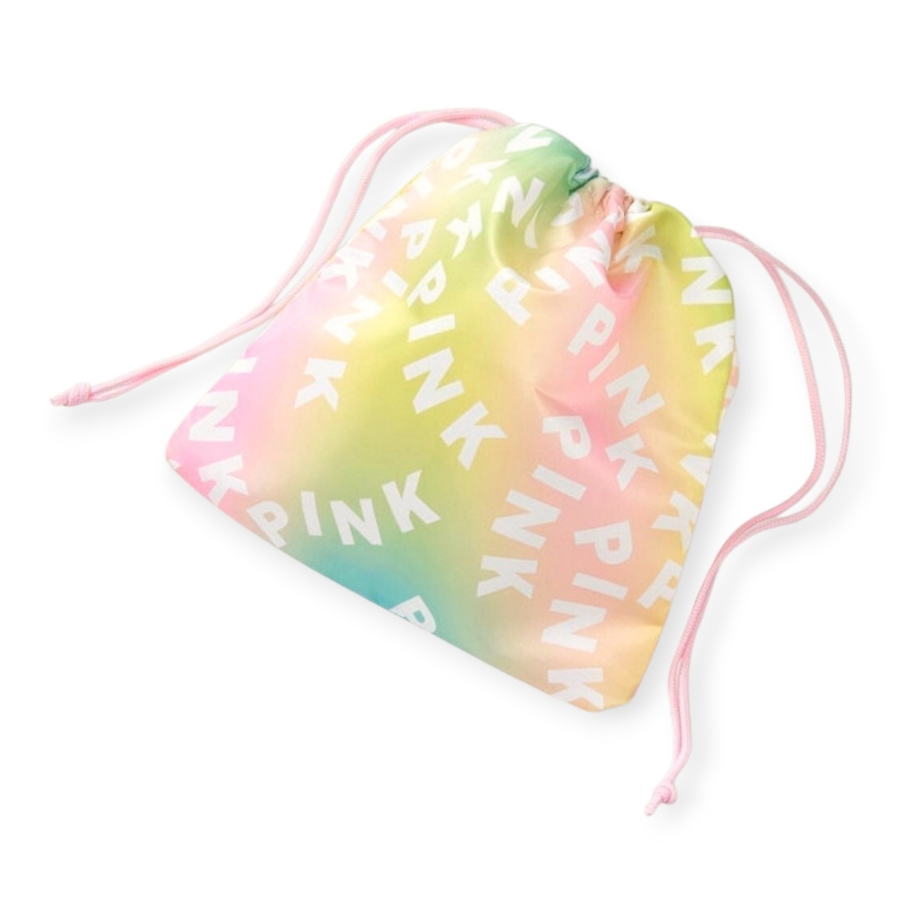 Vs Pink Bright Pastel Tie Dye Reusable Logo Drawstring Gift Tote Bag New
